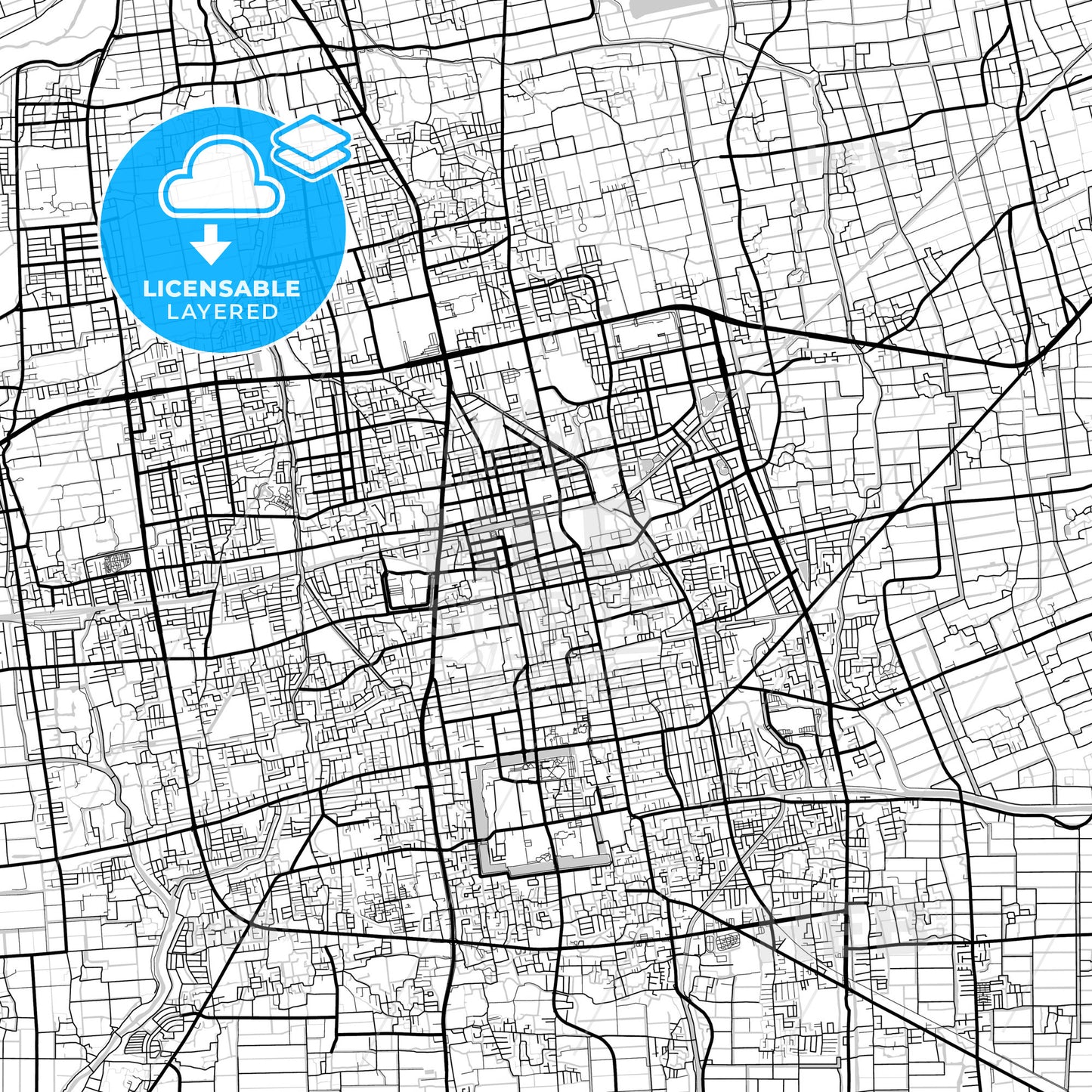 Layered PDF map of Saga, Saga, Japan