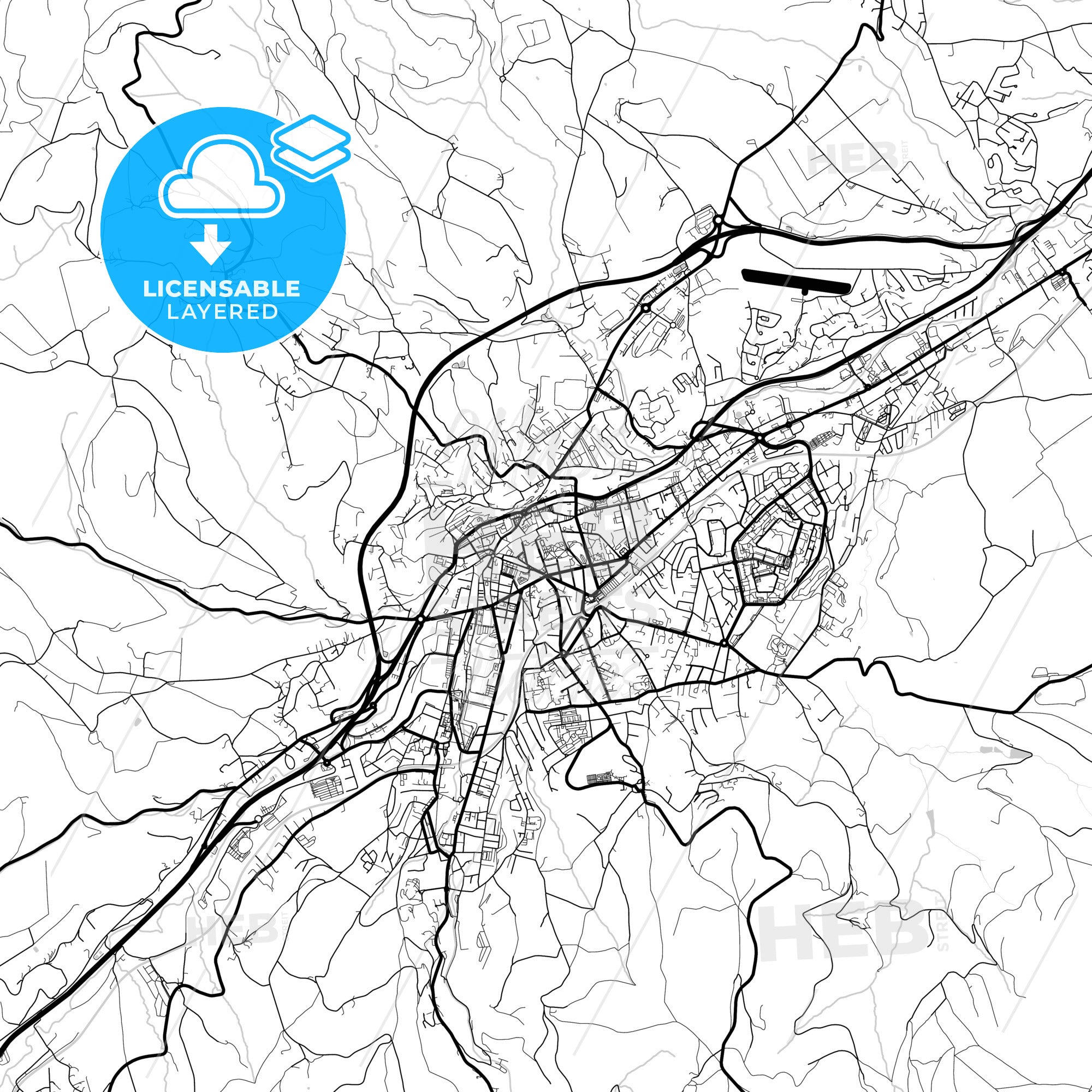 Layered PDF map of Saint-Chamond, Loire, France - HEBSTREITS