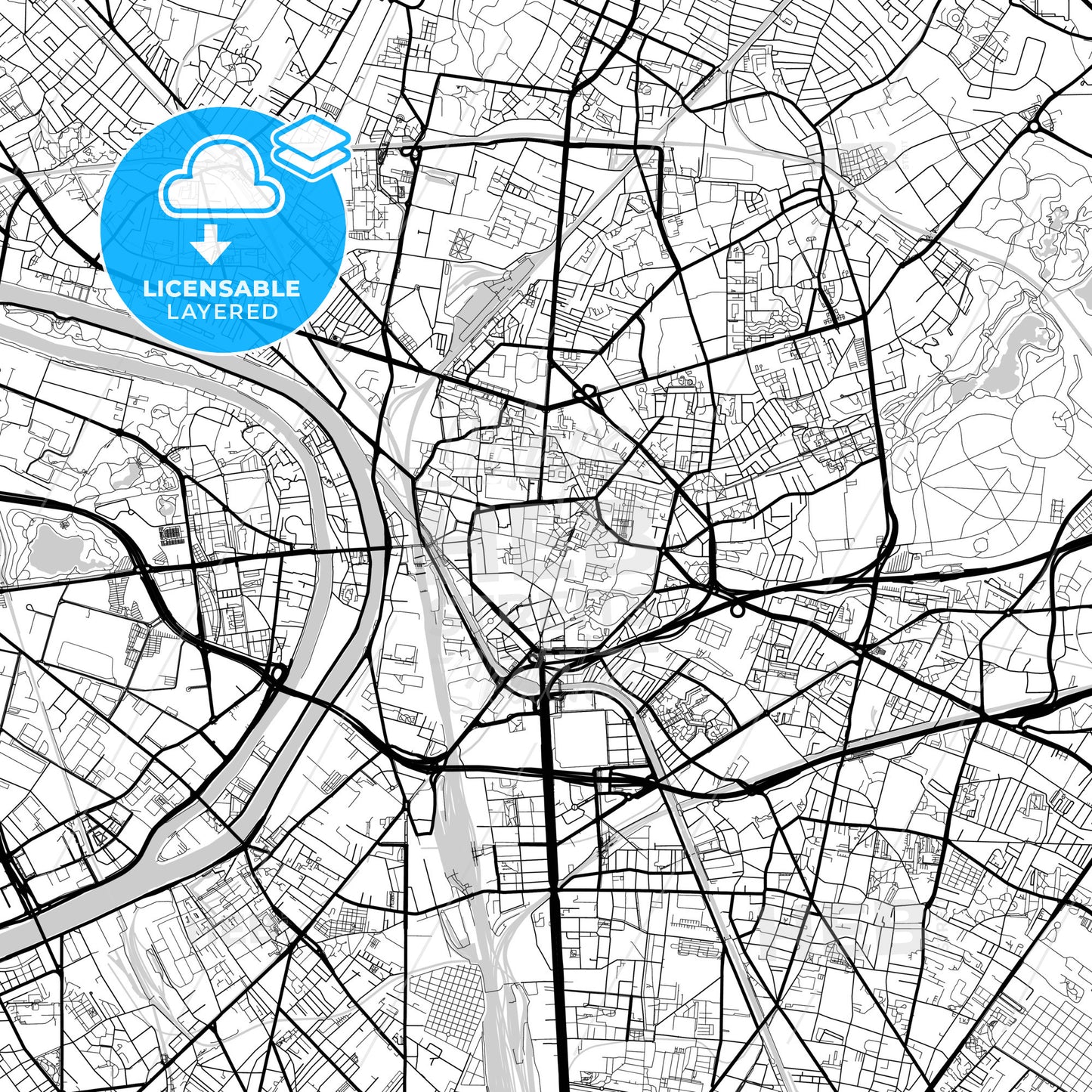 Layered PDF map of Saint-Denis, Seine-Saint-Denis, France