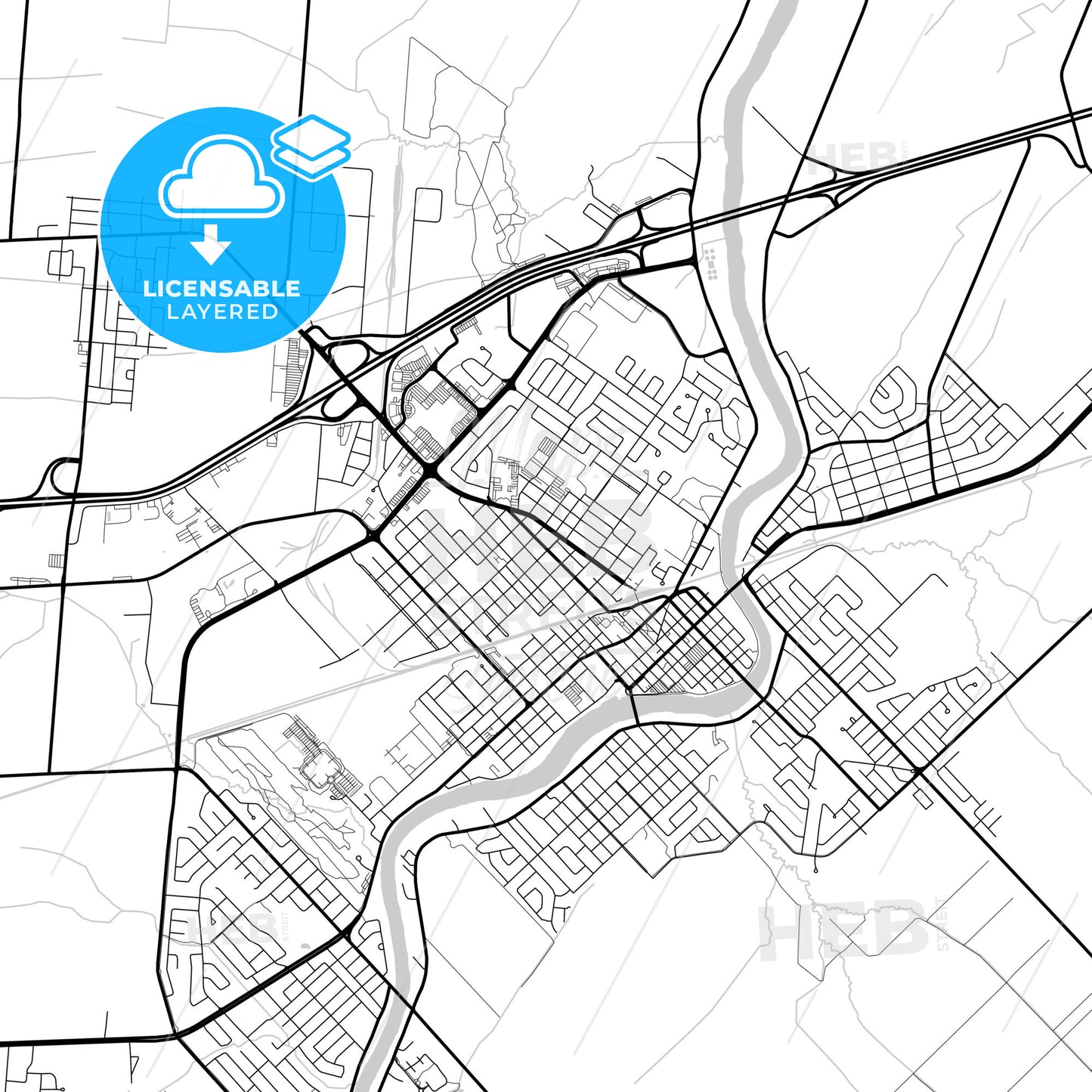 Layered PDF map of Saint-Hyacinthe, Quebec, Canada