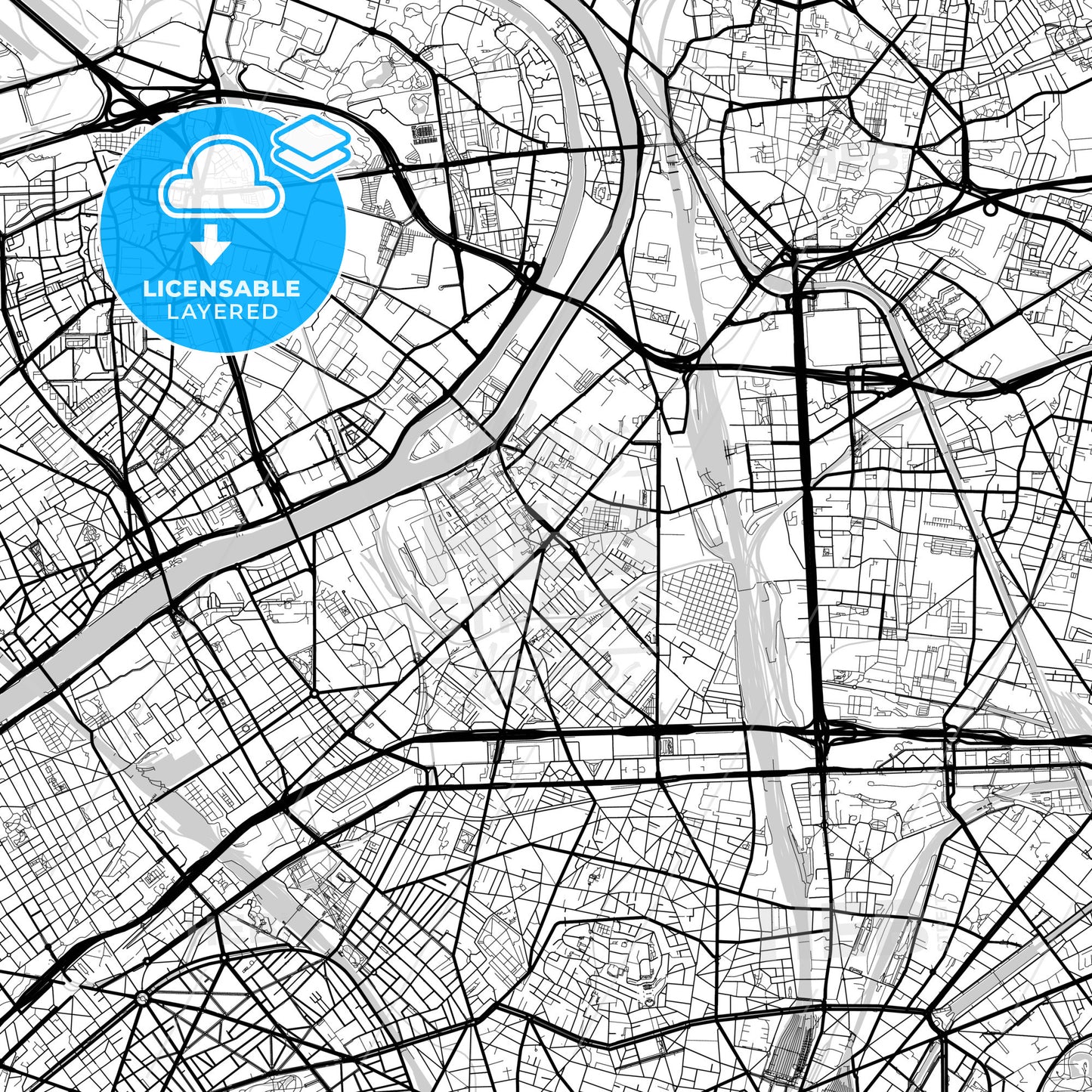 Layered PDF map of Saint-Ouen, Seine-Saint-Denis, France