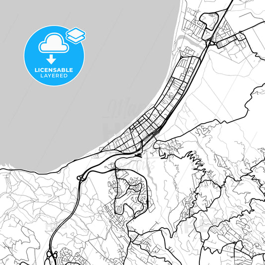 Layered PDF map of Saint-Paul, Réunion, France