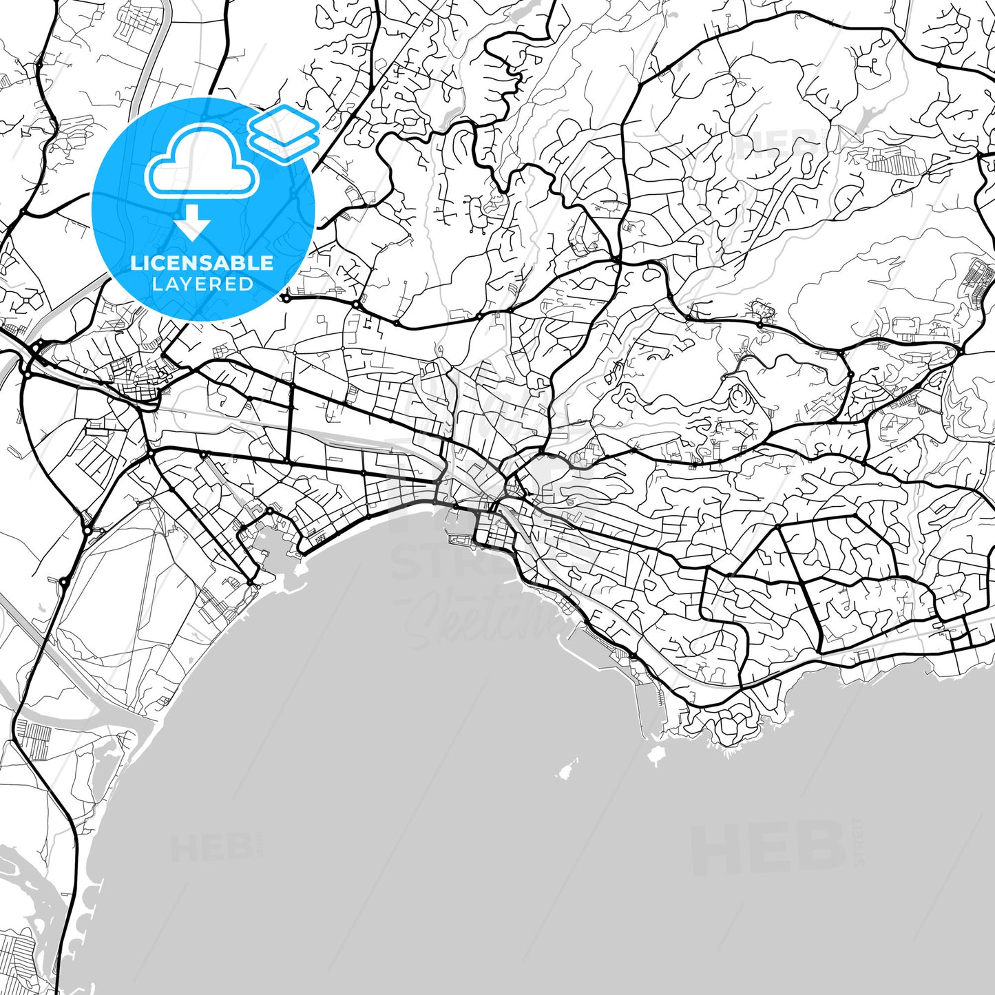 Layered PDF map of Saint-Raphaël, Var, France