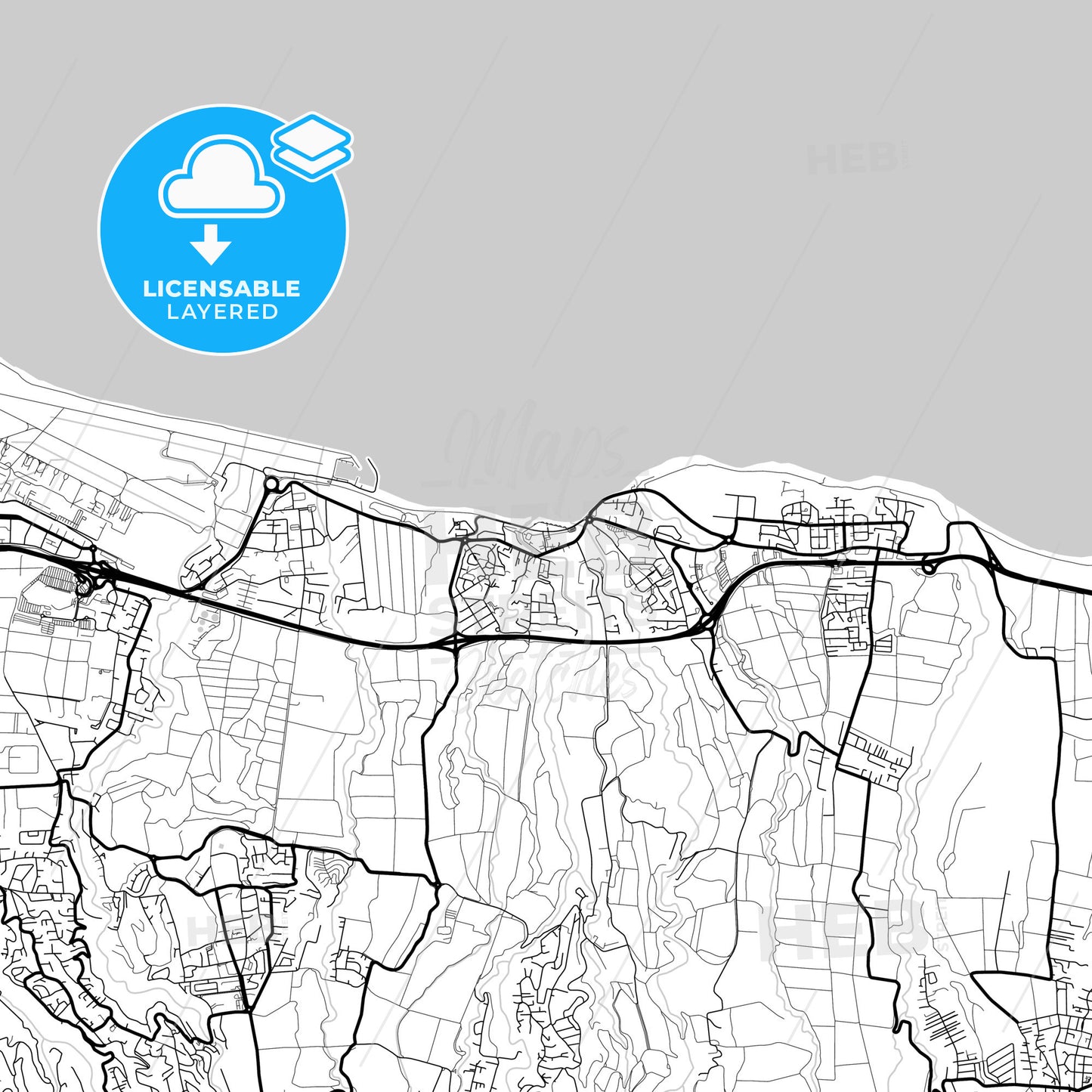 Layered PDF map of Sainte-Marie, Réunion, France