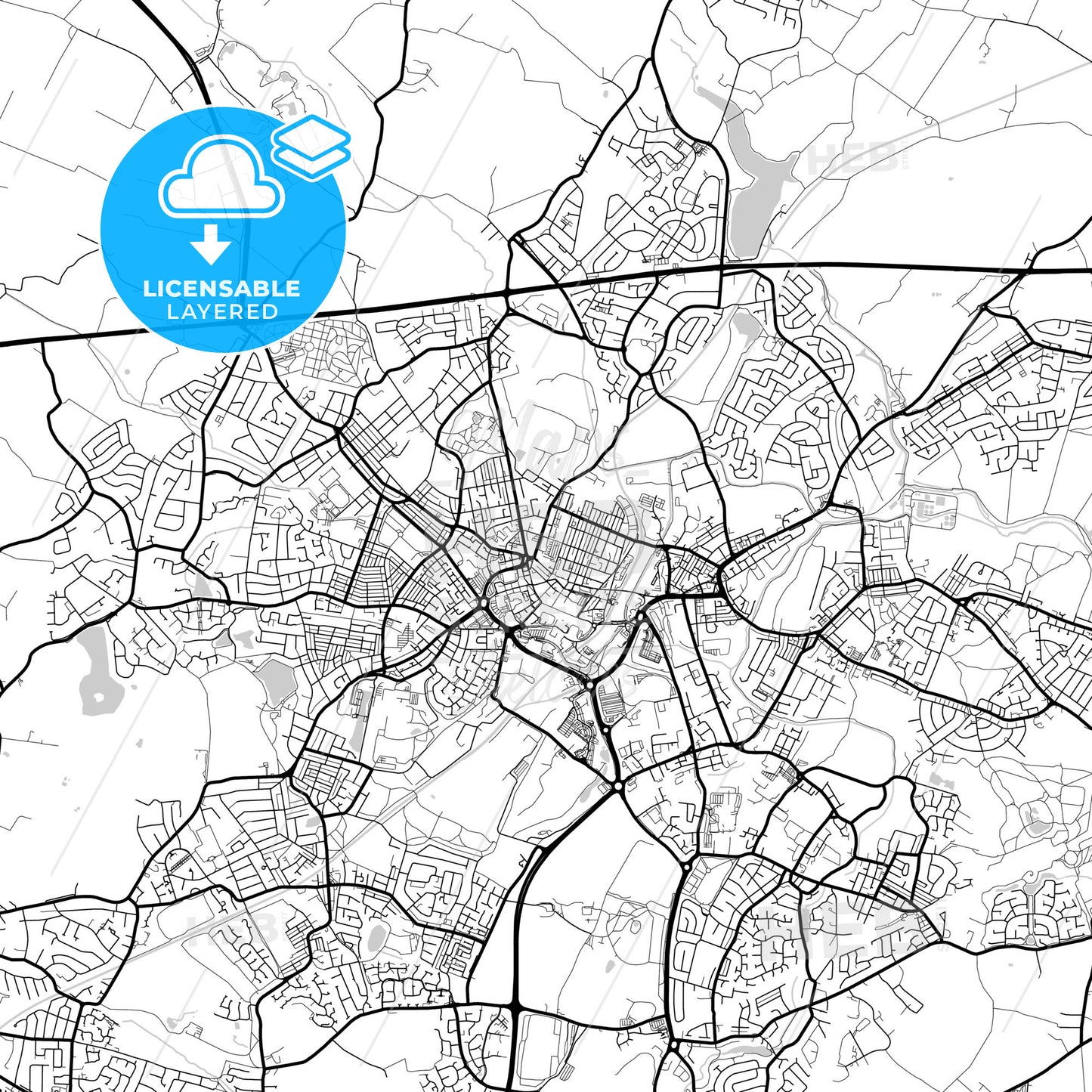 Layered PDF map of Saint Helens, North West England, England