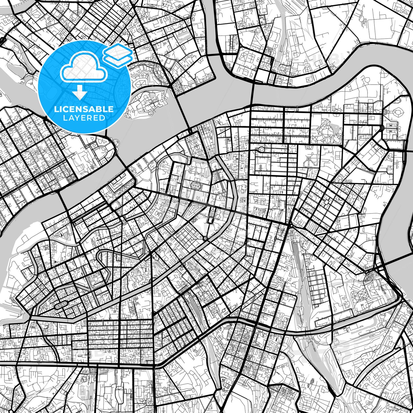 Layered PDF map of Saint Petersburg, Saint Petersburg , Russia