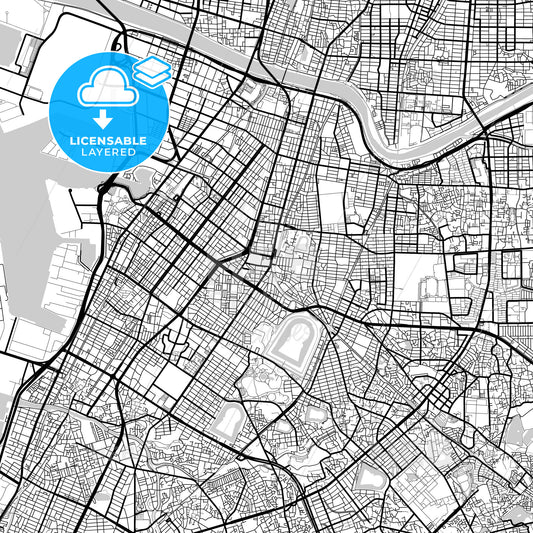 Layered PDF map of Sakai, Osaka, Japan