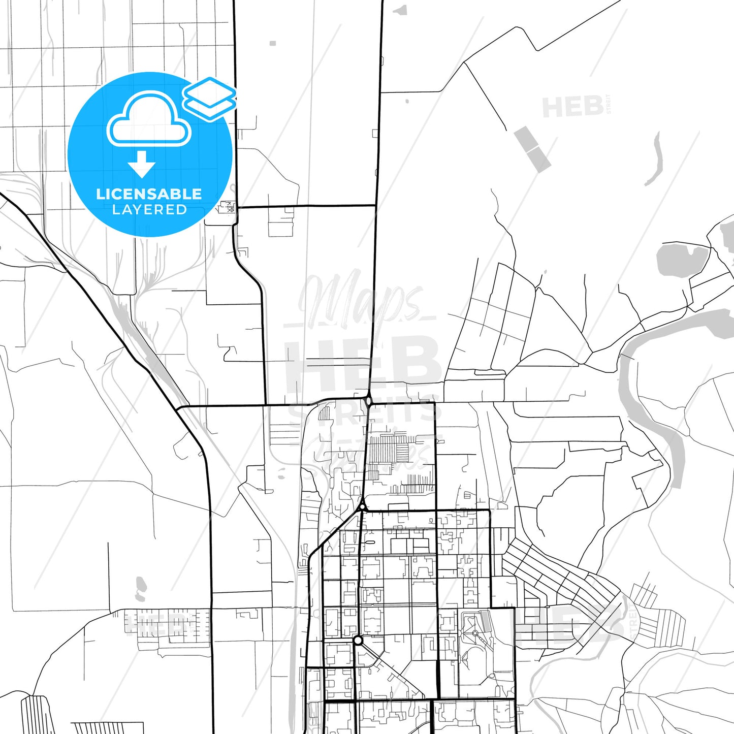 Layered PDF map of Salavat, Republic of Bashkortostan, Russia