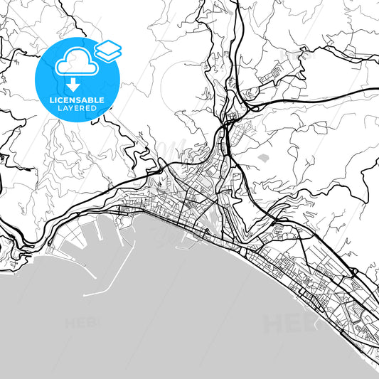 Layered PDF map of Salerno, Campania, Italy