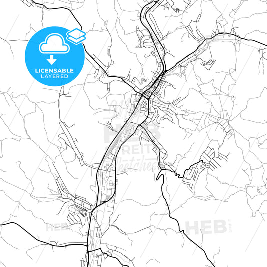 Layered PDF map of Salgótarján, Nógrád, Hungary