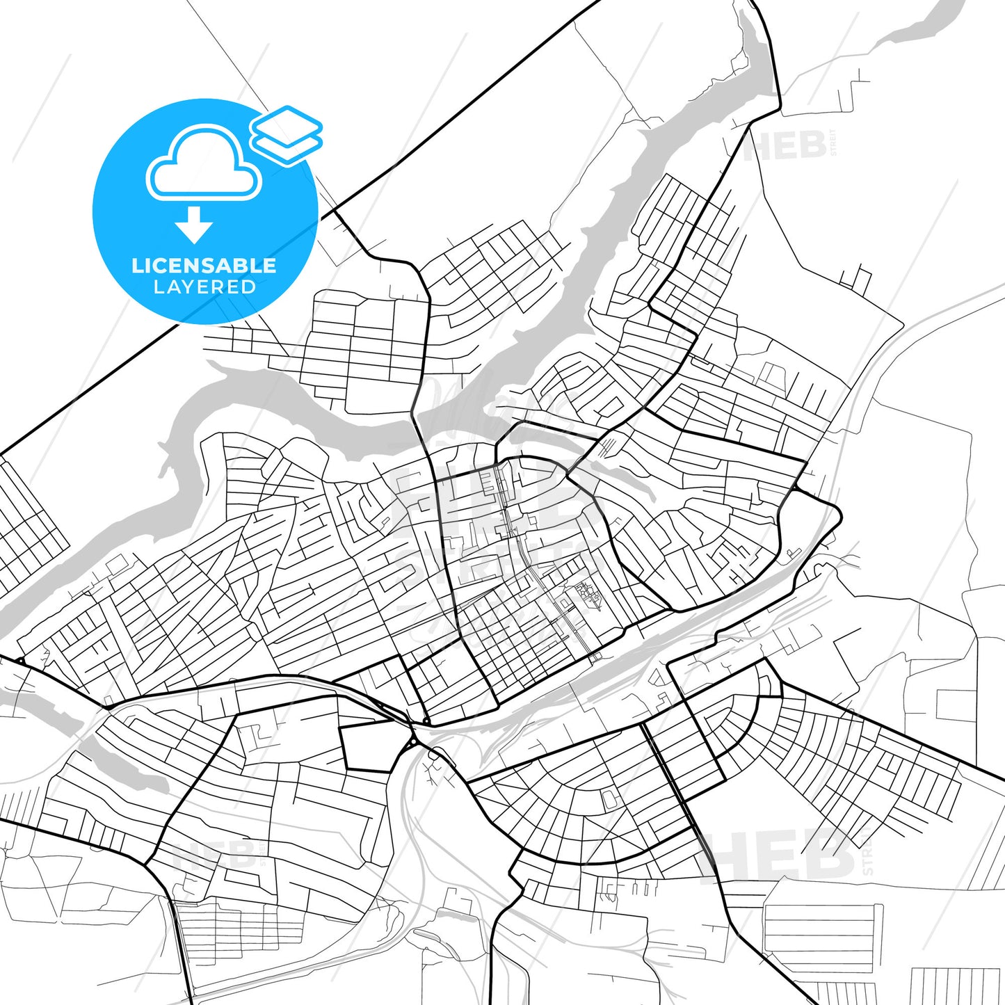 Layered PDF map of Salsk, Rostov Oblast, Russia