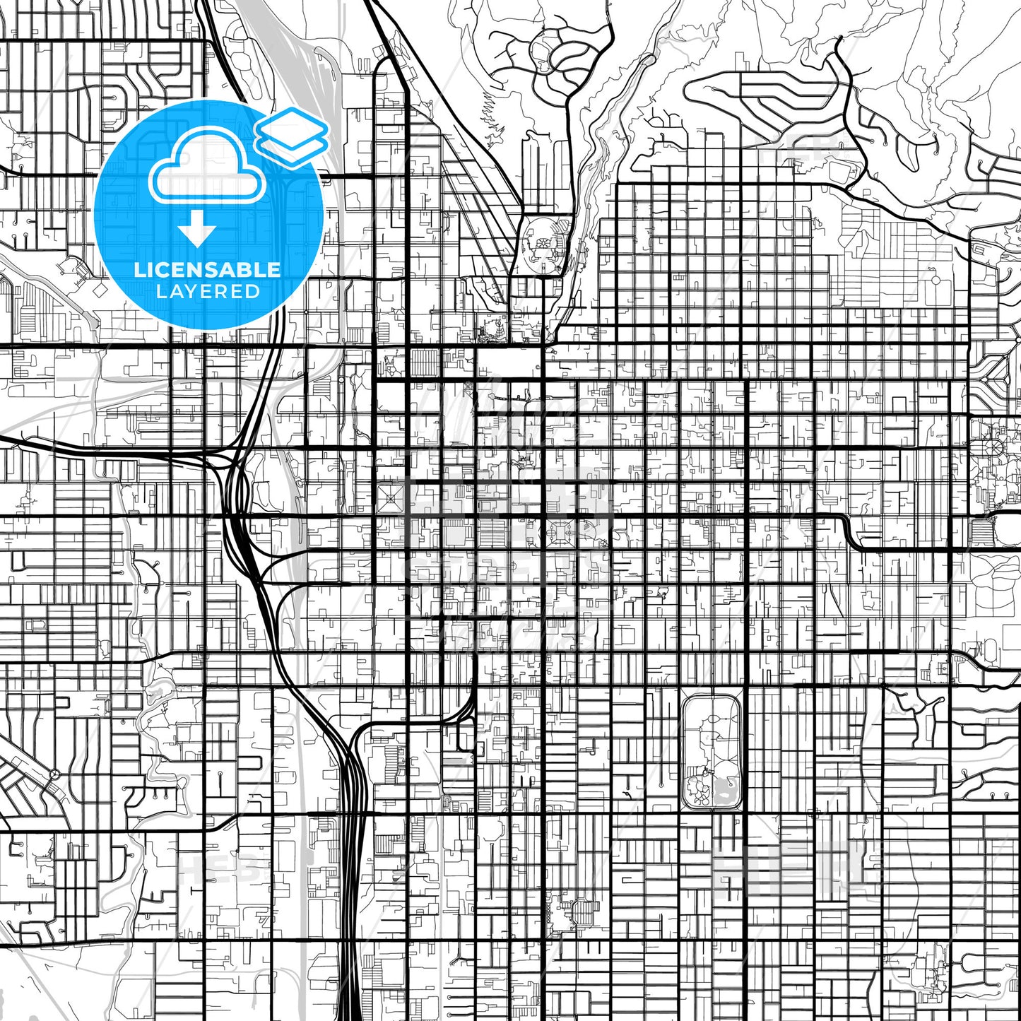 Layered PDF map of Salt Lake City, Utah, United States