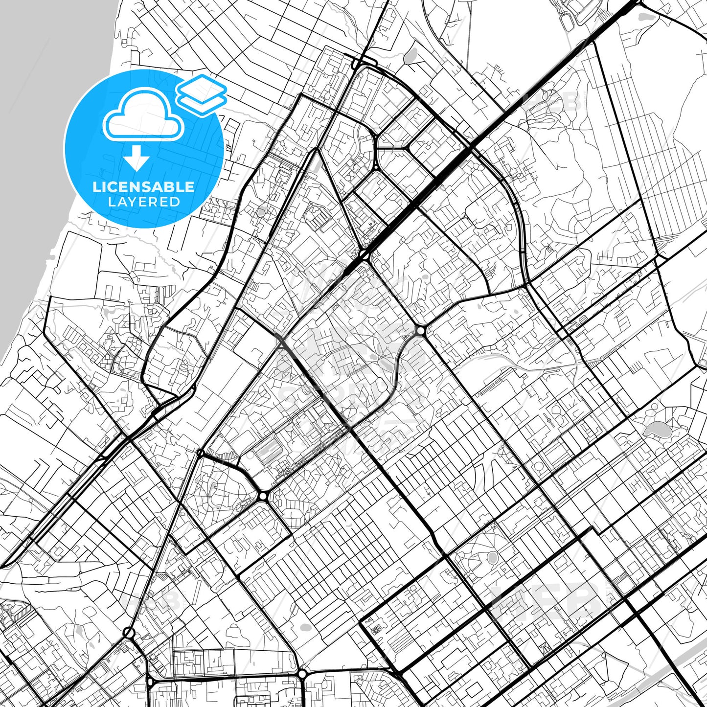 Layered PDF map of Samara, Samara Oblast, Russia