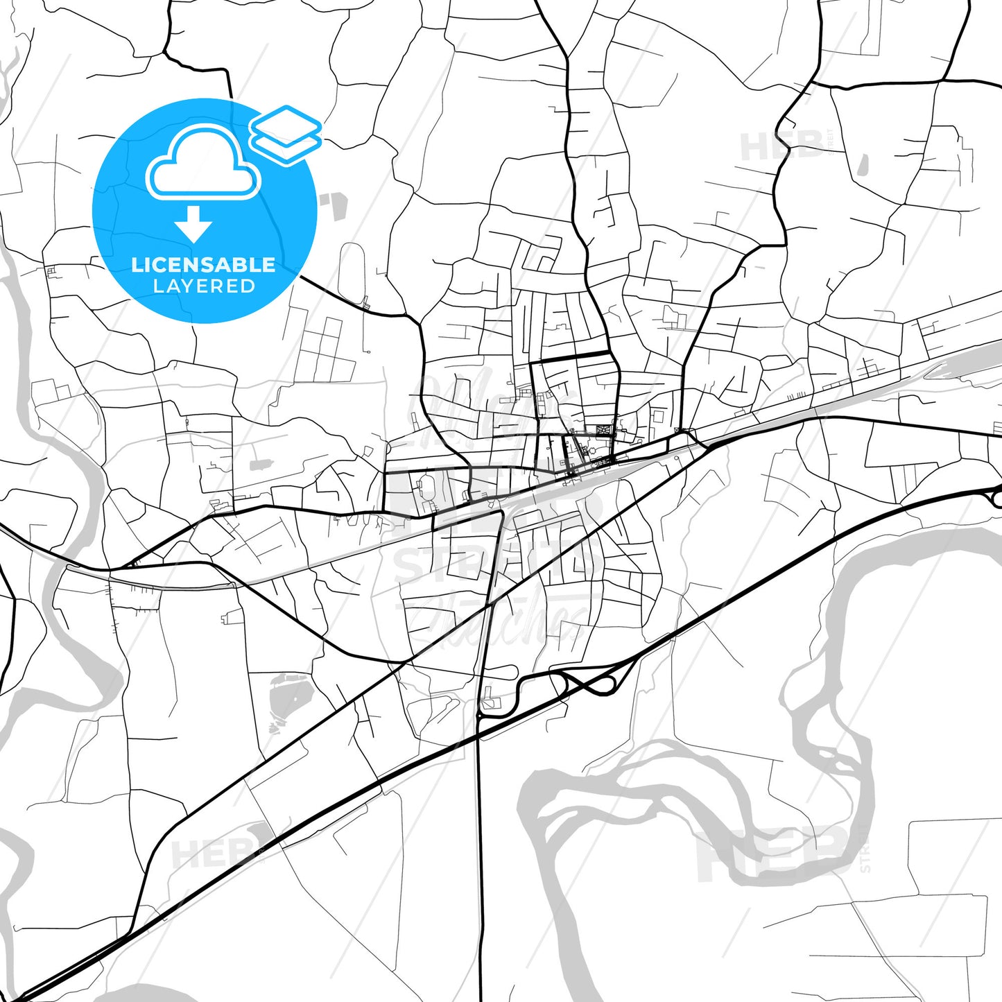 Layered PDF map of Samtredia, Imereti, Georgia