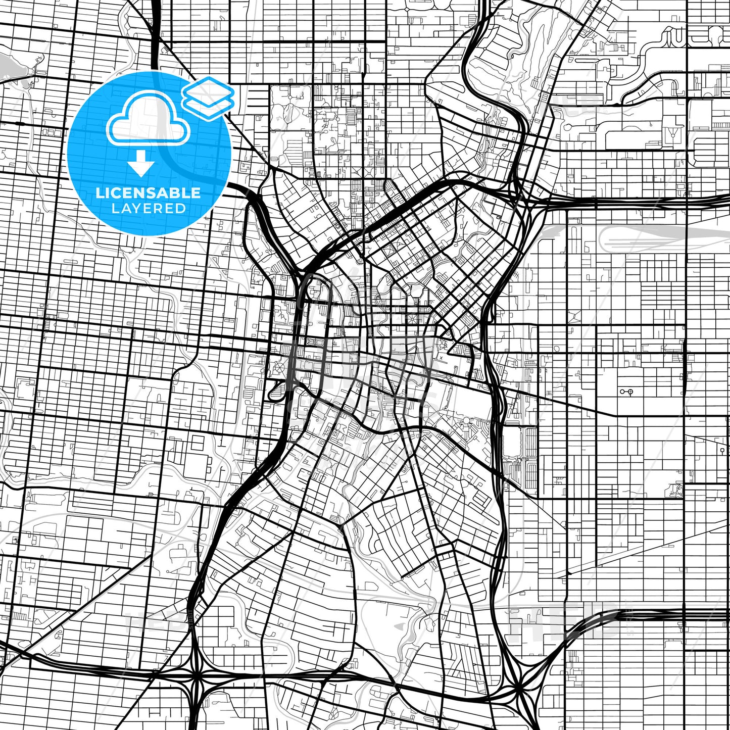 Layered PDF map of San Antonio, Texas, United States