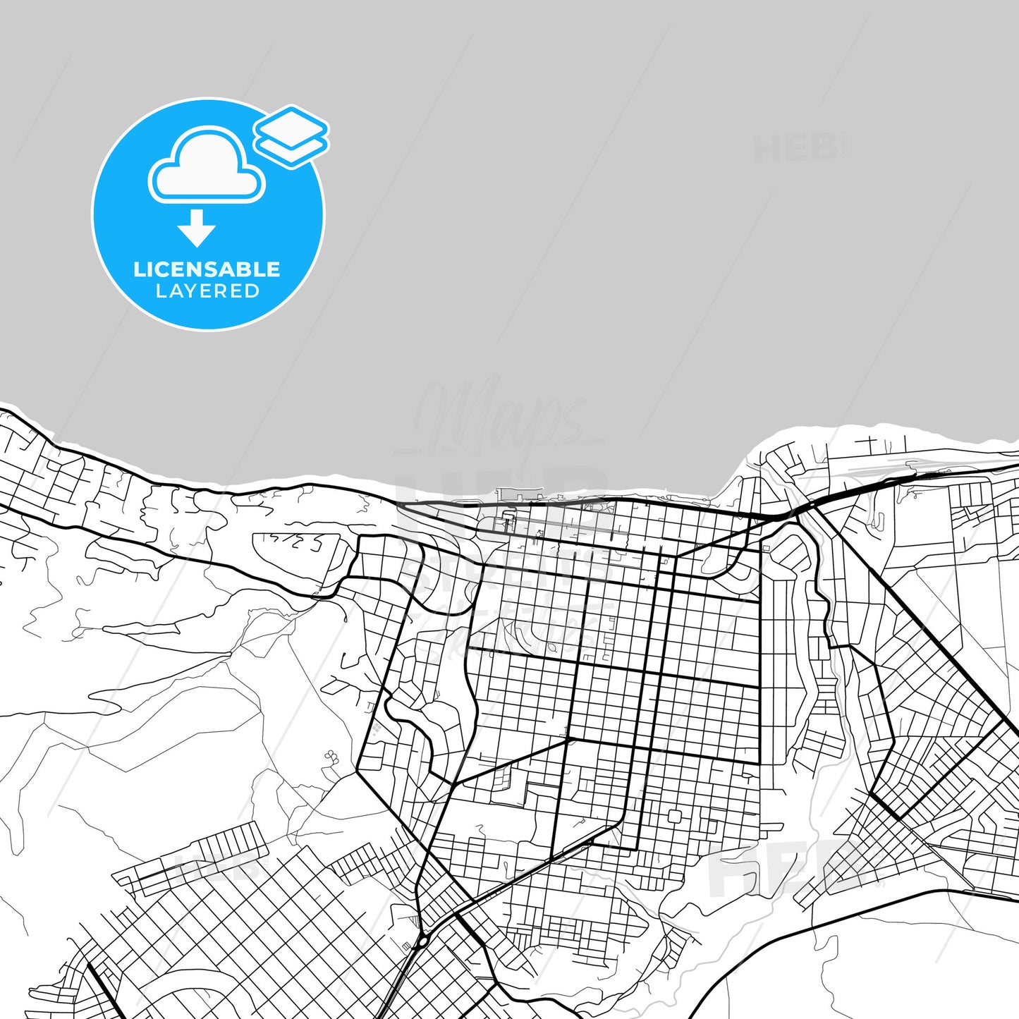 Layered PDF map of San Carlos de Bariloche, Argentina