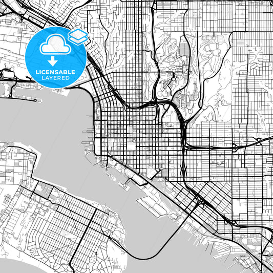Layered PDF map of San Diego, California, United States