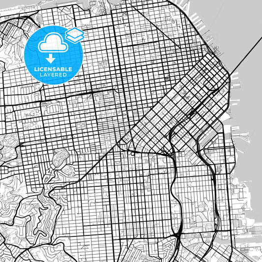 Layered PDF map of San Francisco, California, United States