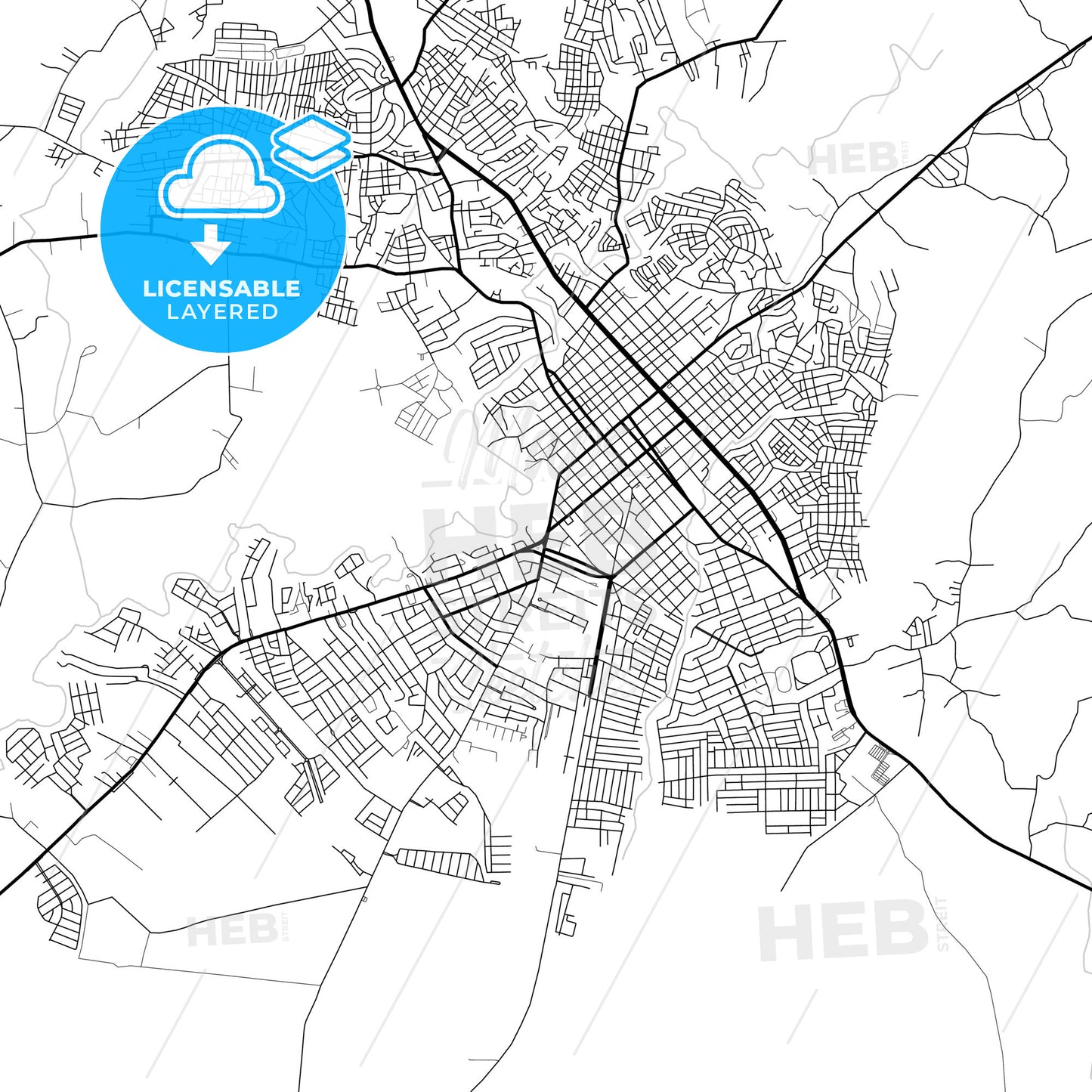 Layered PDF map of San Francisco de Macorís, Duarte, Dominican Republic