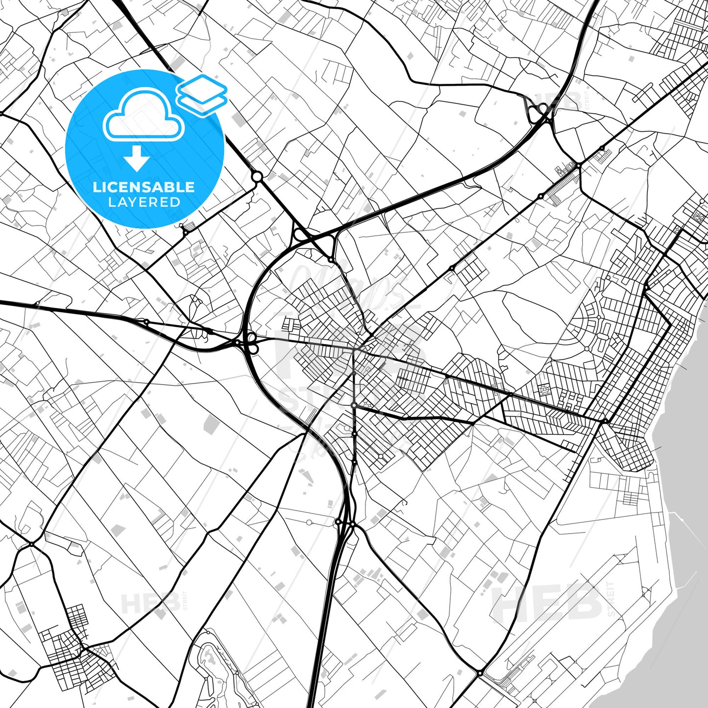 Layered PDF map of San Javier, Murcia, Spain