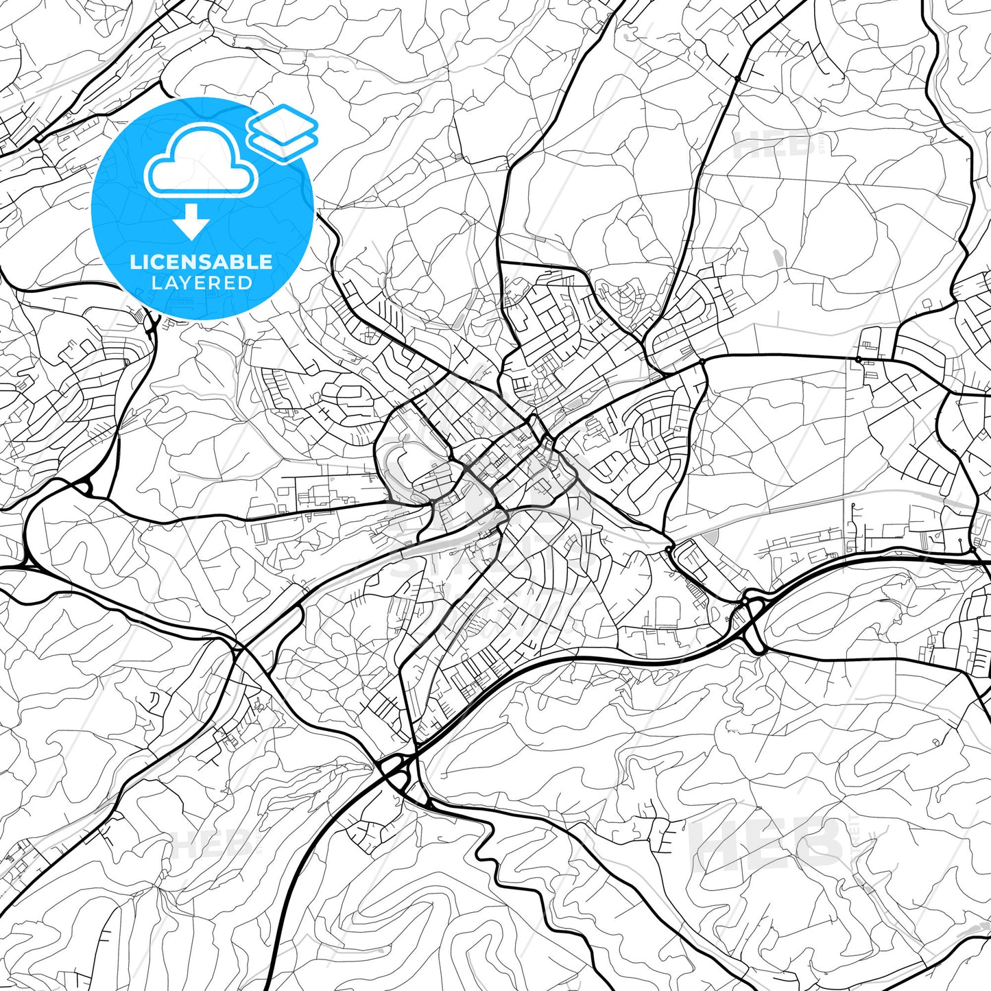 Layered PDF map of Sankt Ingbert, Saarland, Germany