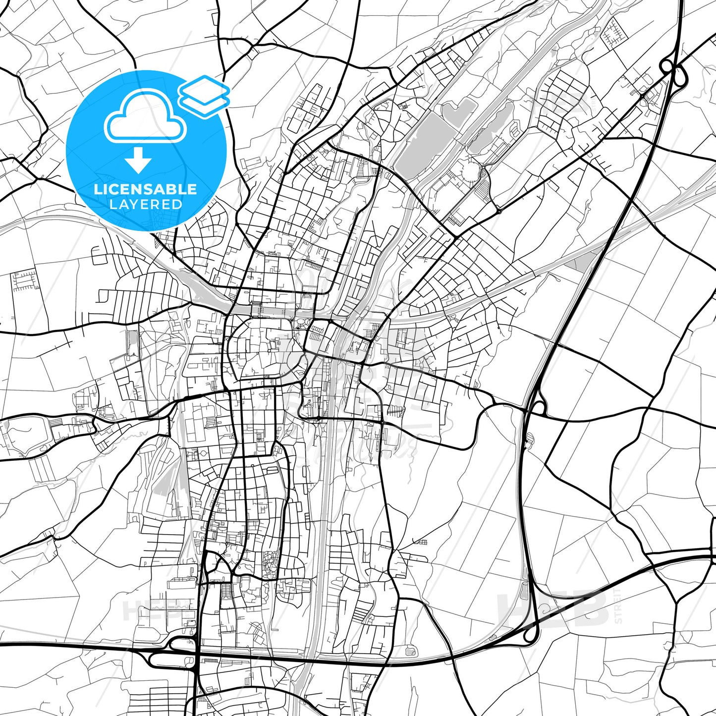 Layered PDF map of Sankt Pölten, Lower Austria, Austria