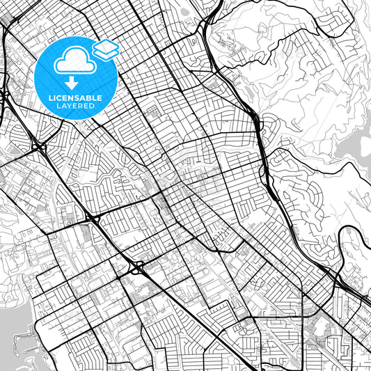Layered PDF map of San Leandro, California, United States