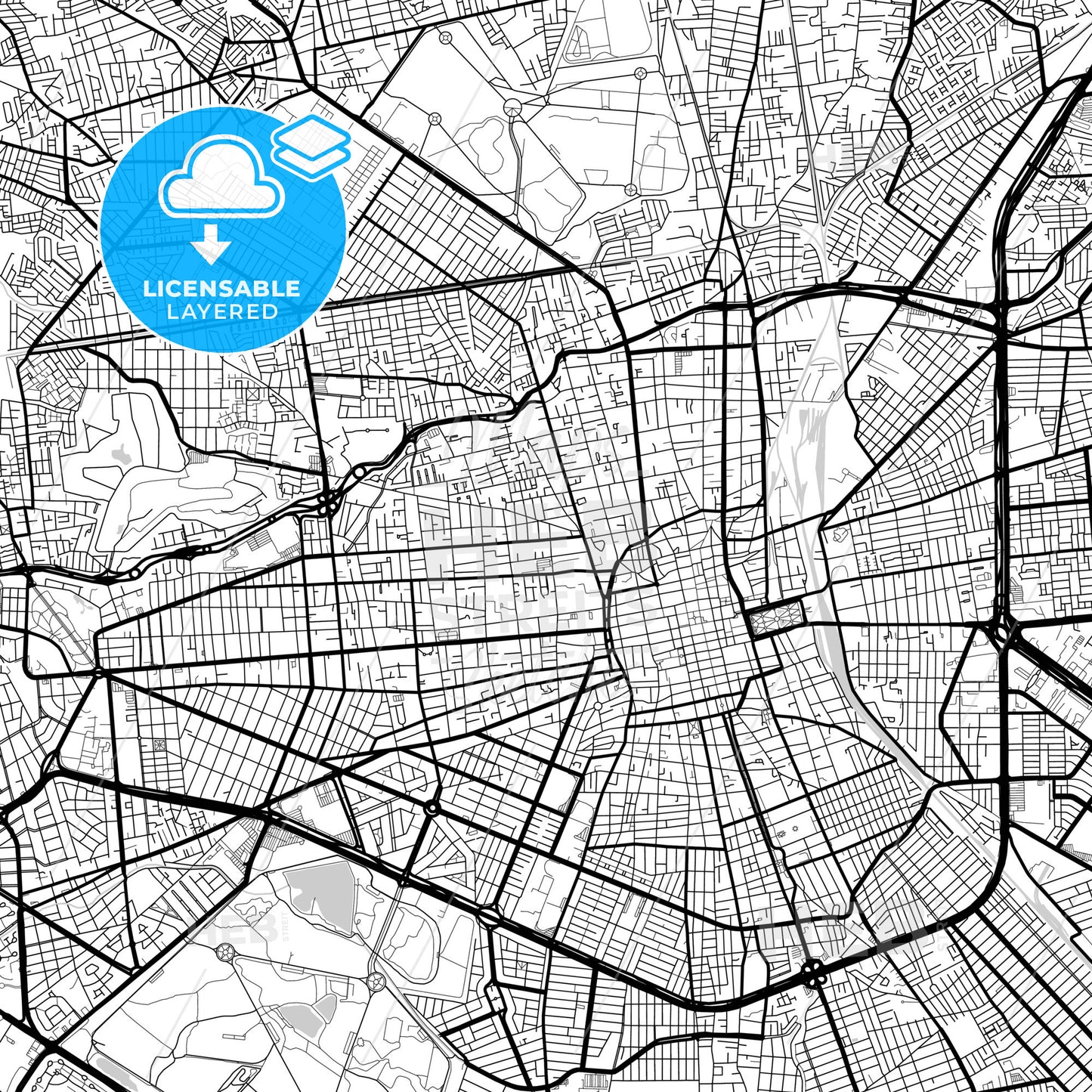 Layered PDF map of San Luis Potosí, San Luis Potosí, Mexico