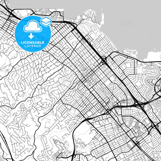 Layered PDF map of San Mateo, California, United States