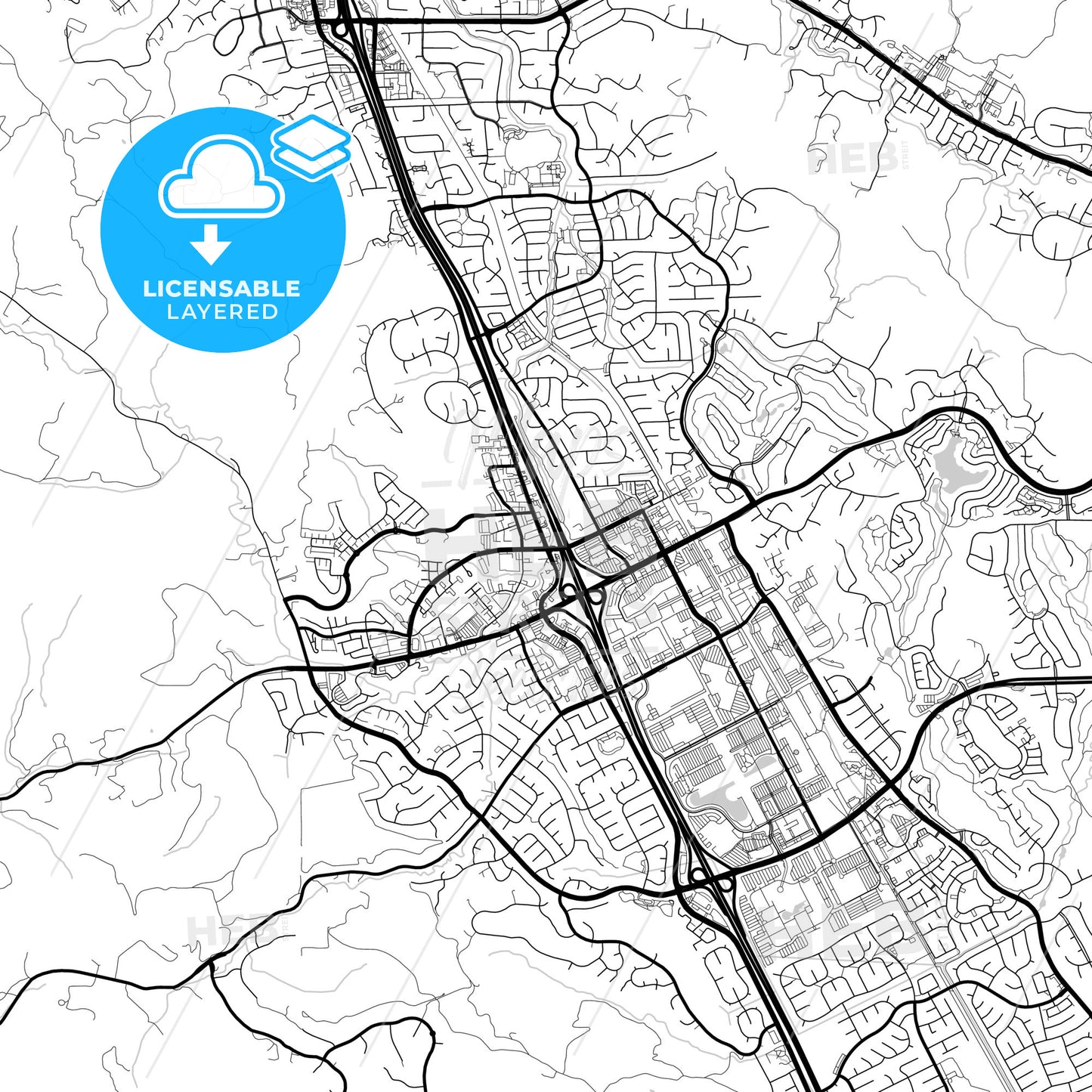 Layered PDF map of San Ramon, California, United States