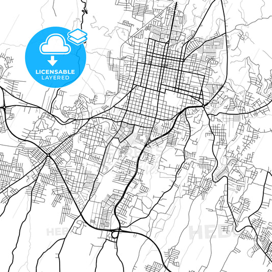Layered PDF map of Santa Ana, Santa Ana, El Salvador