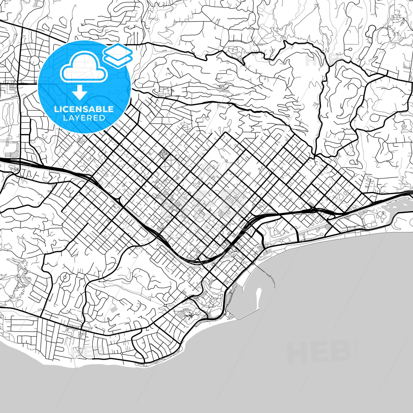 Layered PDF map of Santa Barbara, California, United States