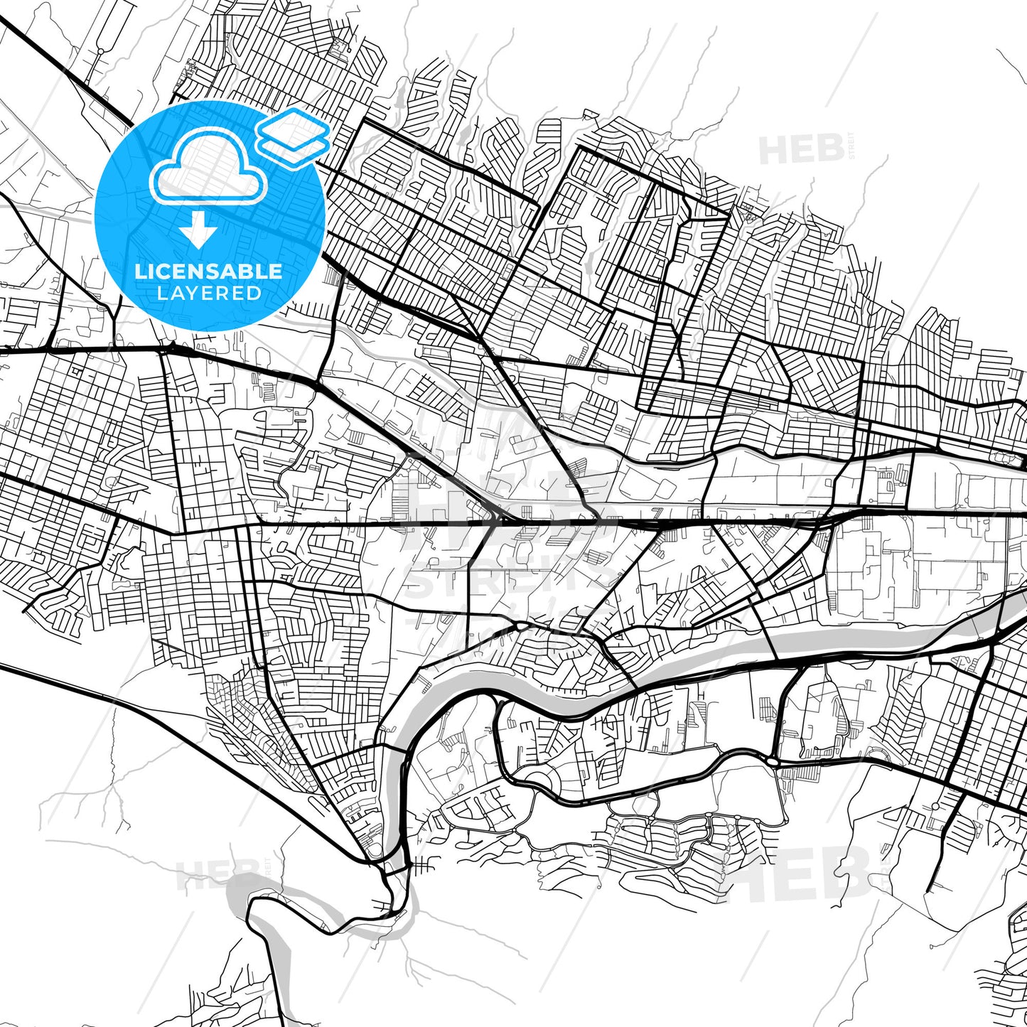 Layered PDF map of Santa Catarina, Nuevo León, Mexico