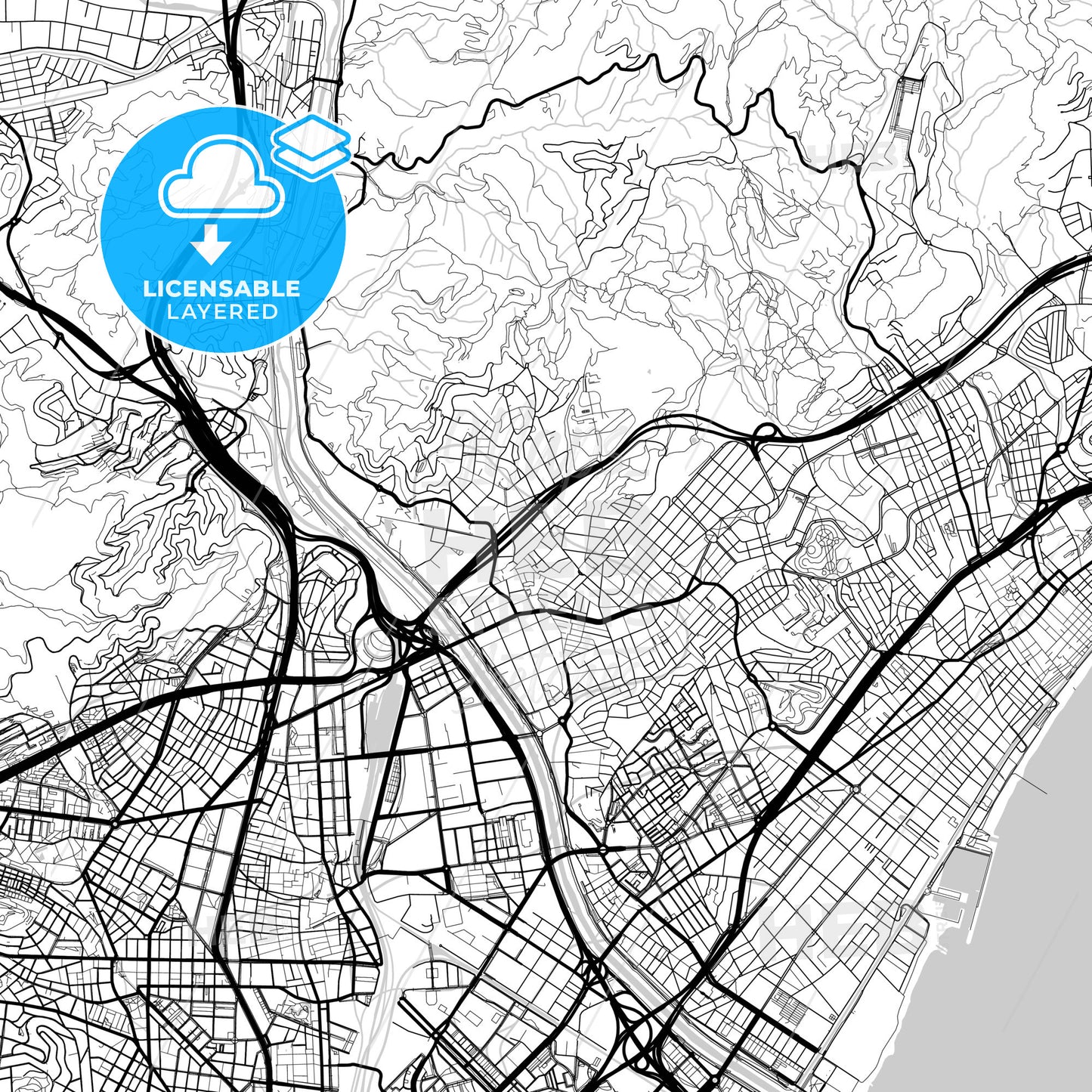 Layered PDF map of Santa Coloma de Gramenet, Barcelona, Spain