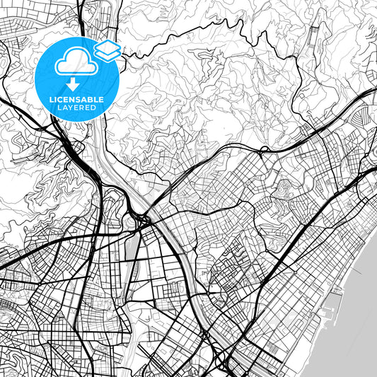 Layered PDF map of Santa Coloma de Gramenet, Barcelona, Spain