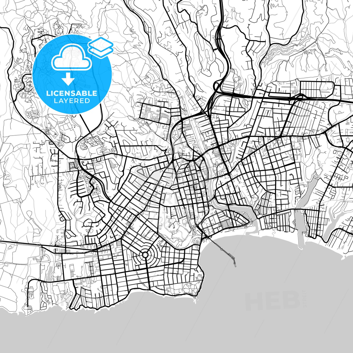 Layered PDF map of Santa Cruz, California, United States