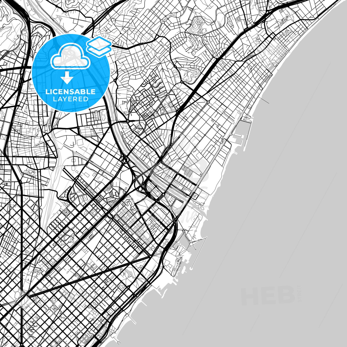 Layered PDF map of Sant Adrià de Besòs, Barcelona, Spain
