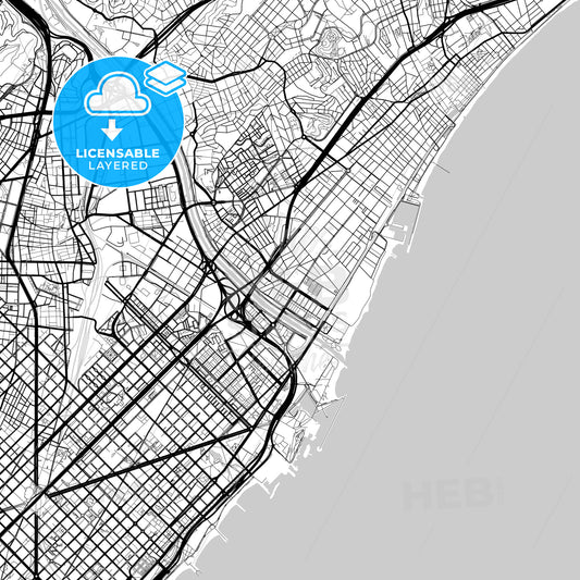 Layered PDF map of Sant Adrià de Besòs, Barcelona, Spain