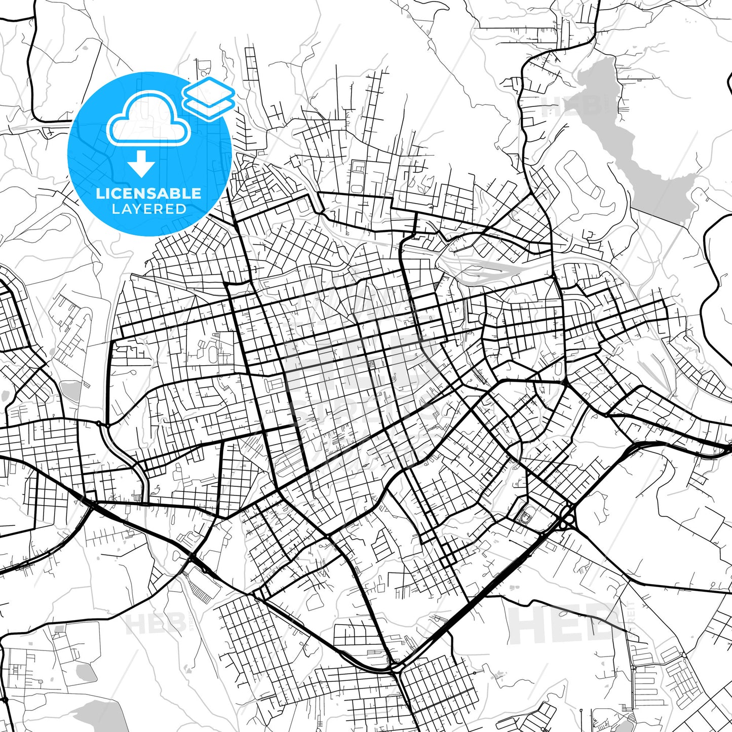 Layered PDF map of Santa Maria, Brazil