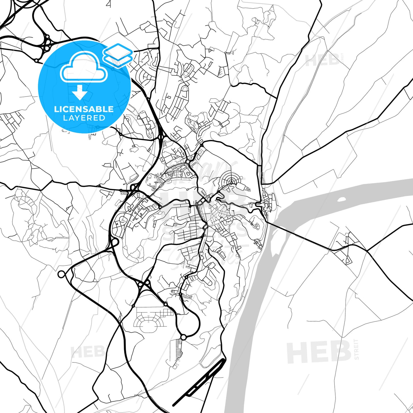 Layered PDF map of Santarém, Santarém, Portugal