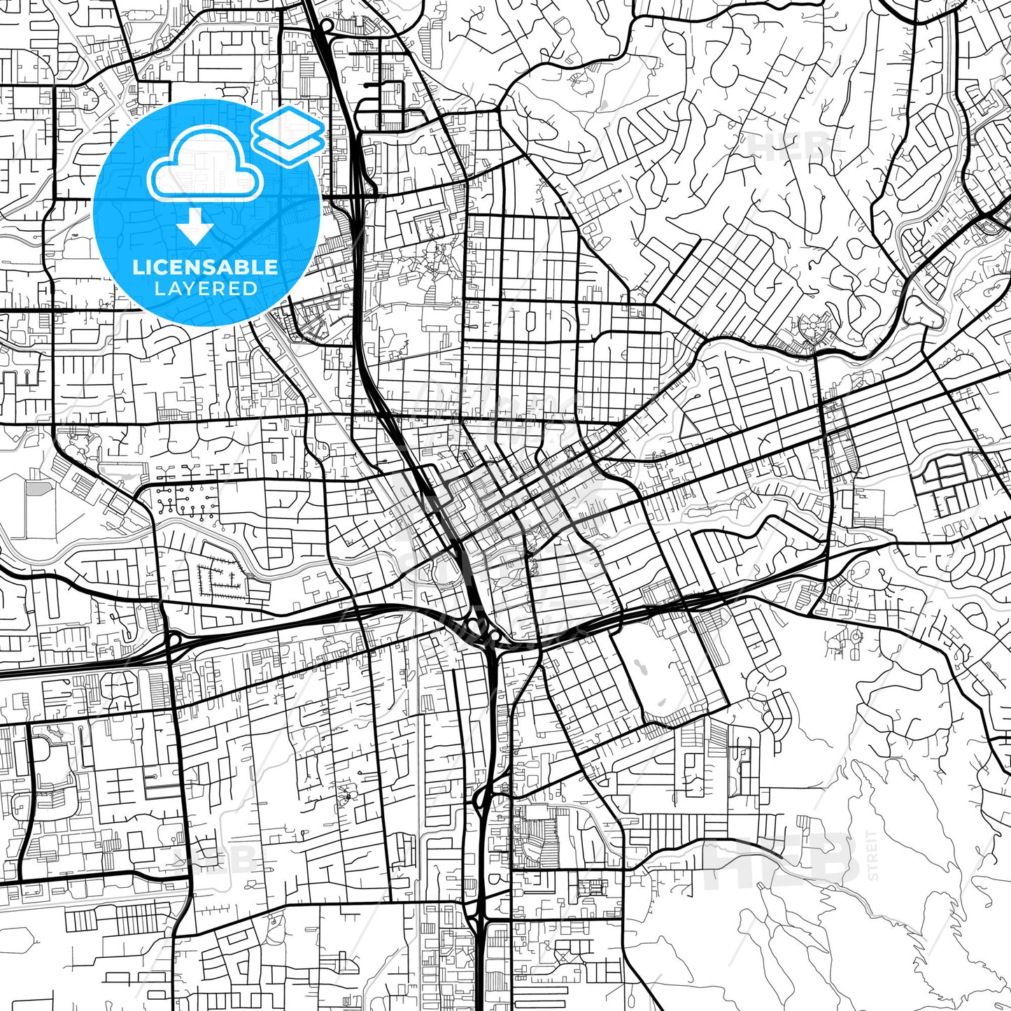 Layered PDF map of Santa Rosa, California, United States