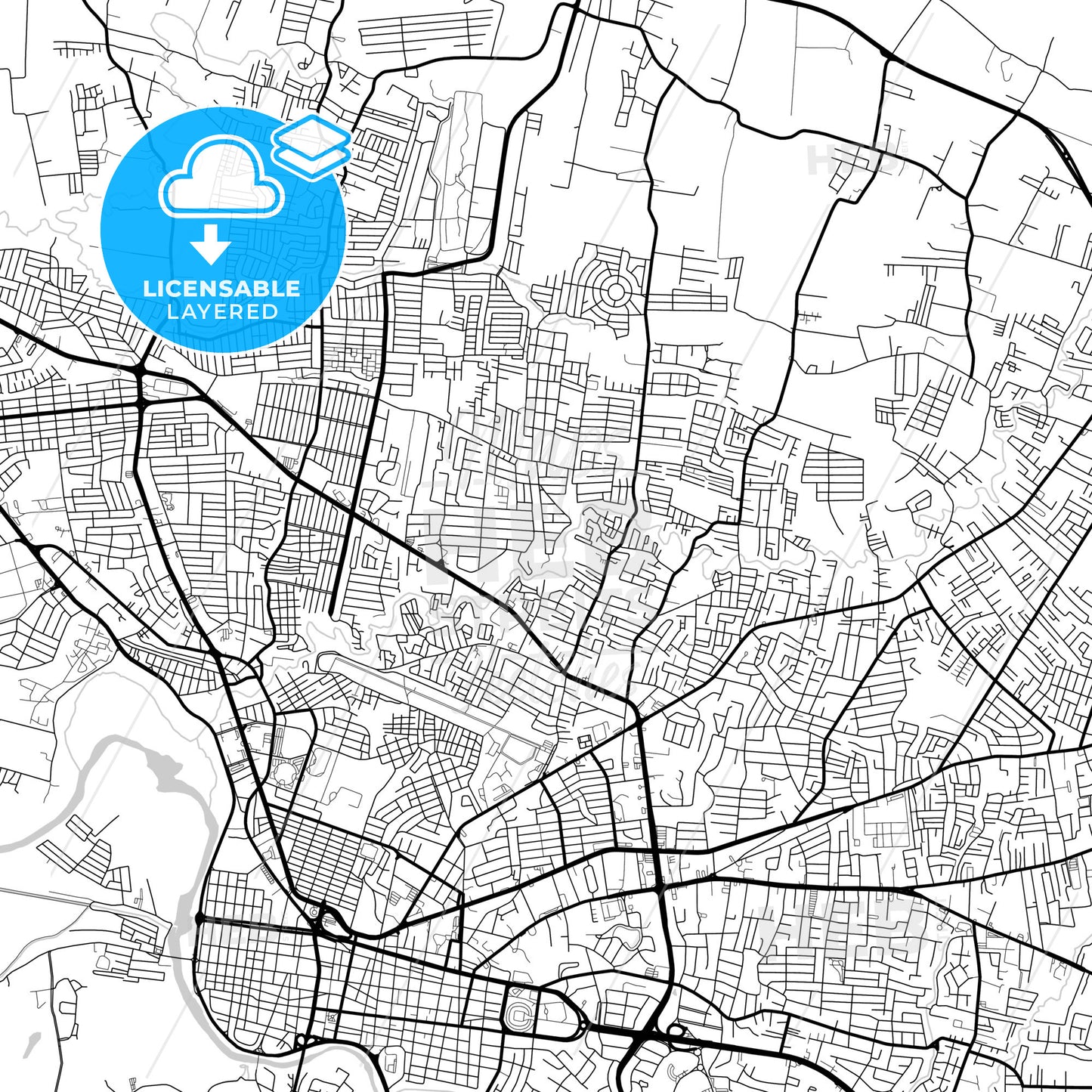 Layered PDF map of Santiago, Santiago, Dominican Republic
