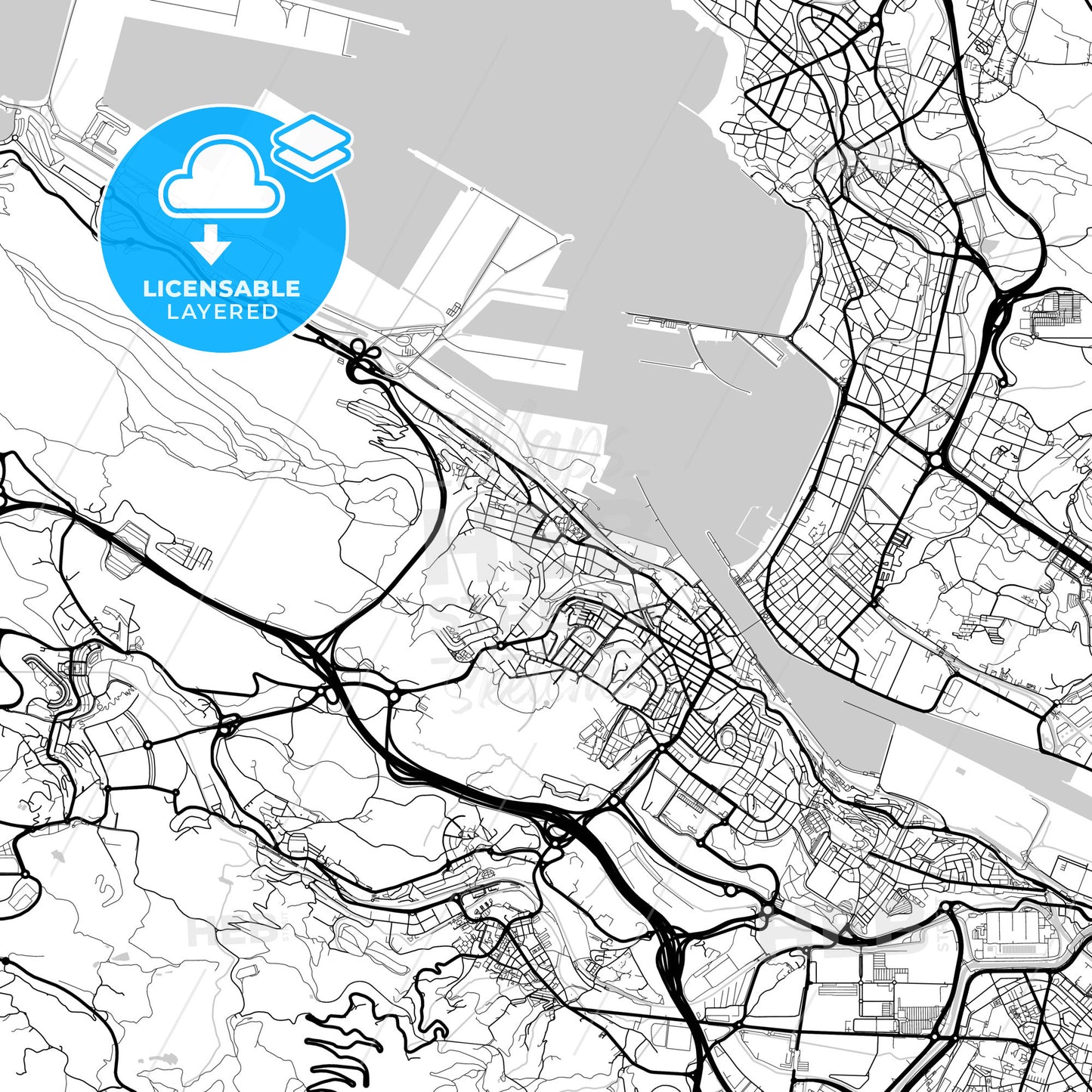 Layered PDF map of Santurtzi, Biscay, Spain