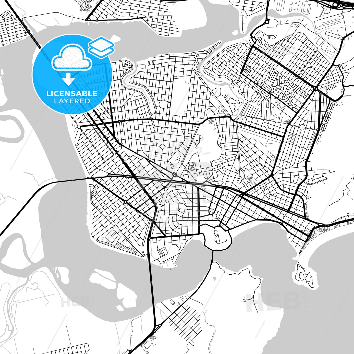 Layered PDF map of Sao Vicente, Brazil