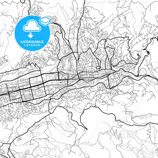 Layered PDF map of Sarajevo, Sarajevo Canton, Bosnia and Herzegovina