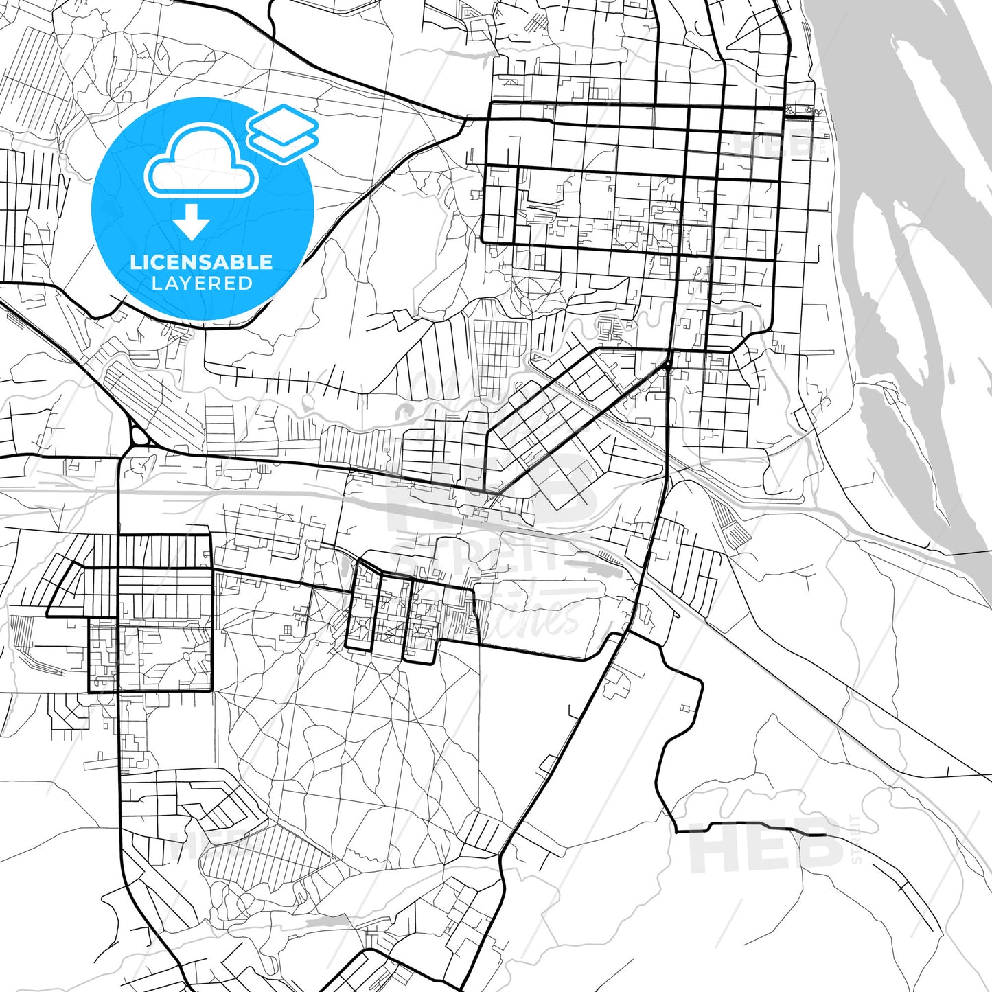 Layered PDF map of Sarapul, Udmurt Republic, Russia