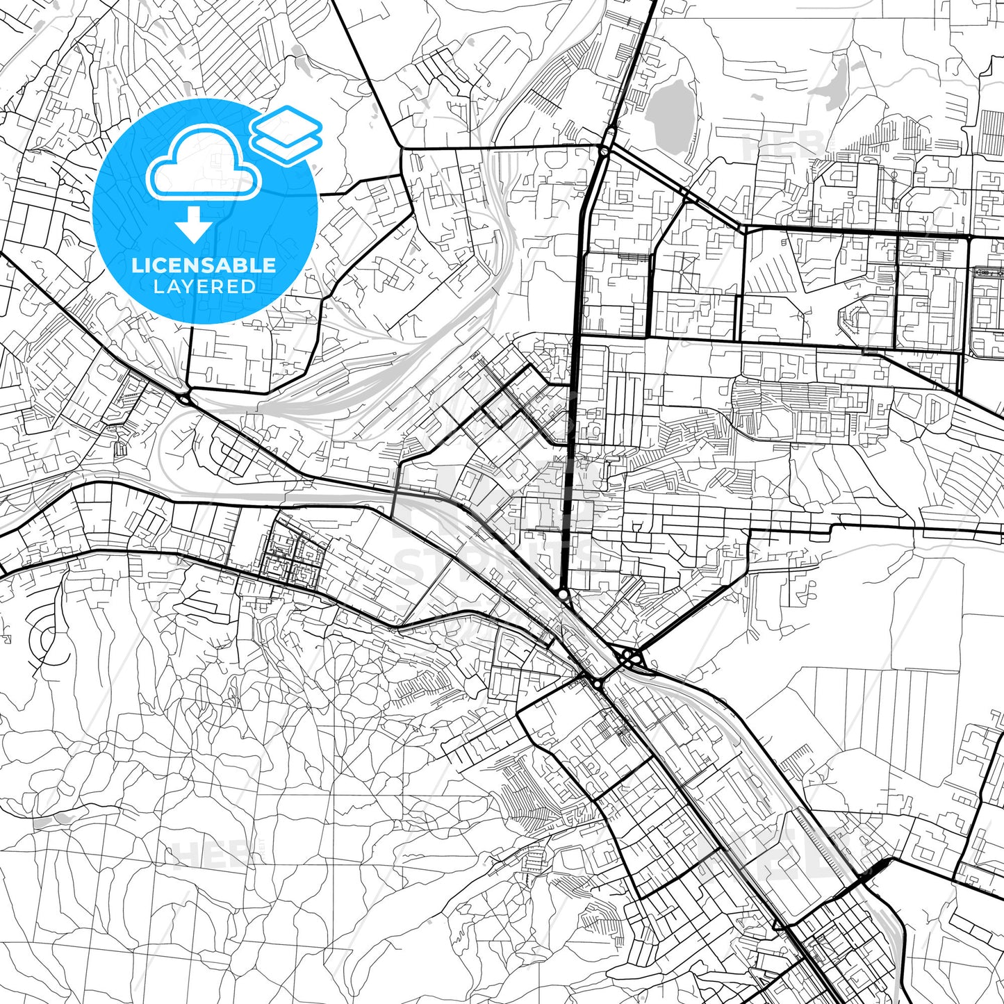 Layered PDF map of Saratov, Saratov Oblast, Russia