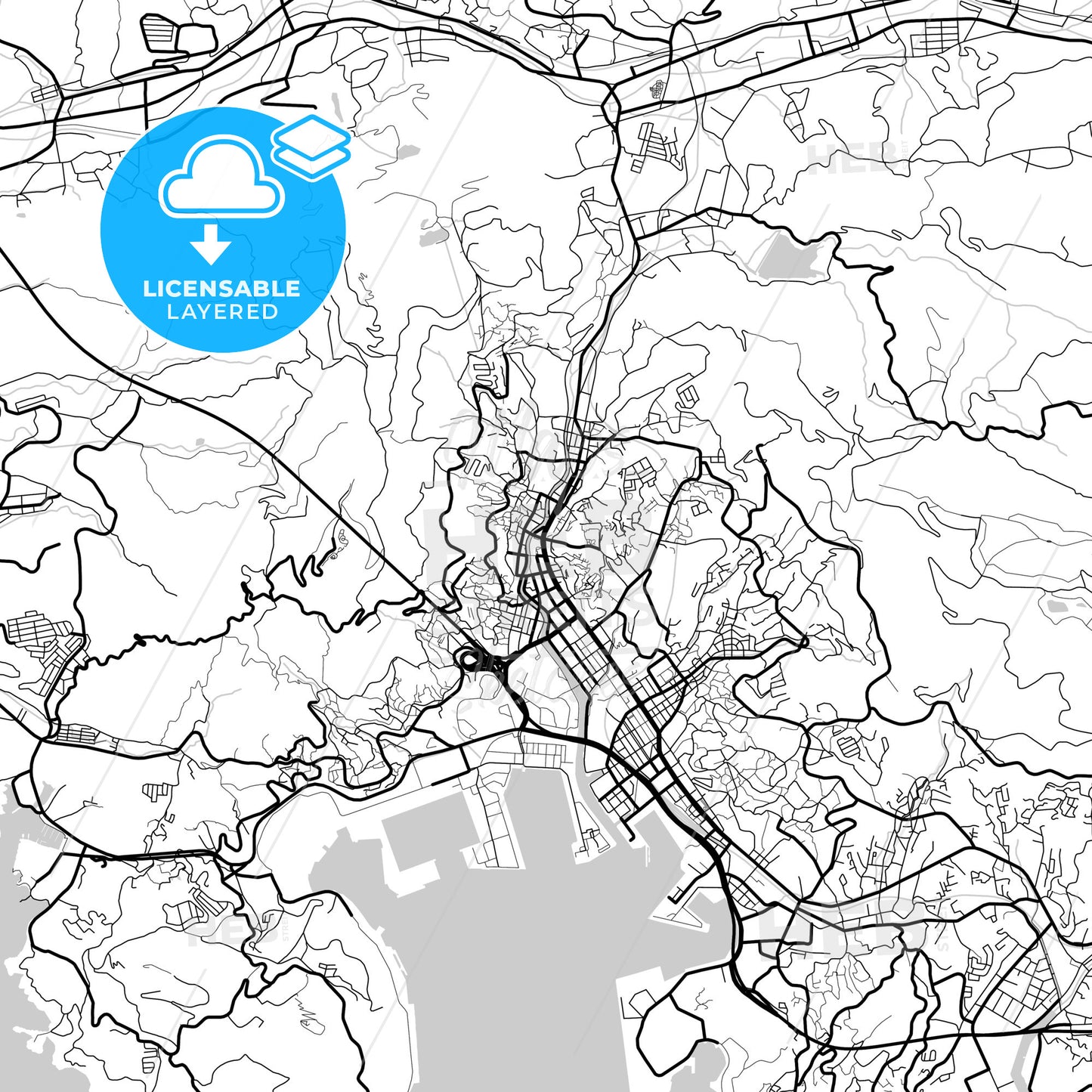 Layered PDF map of Sasebo, Nagasaki, Japan