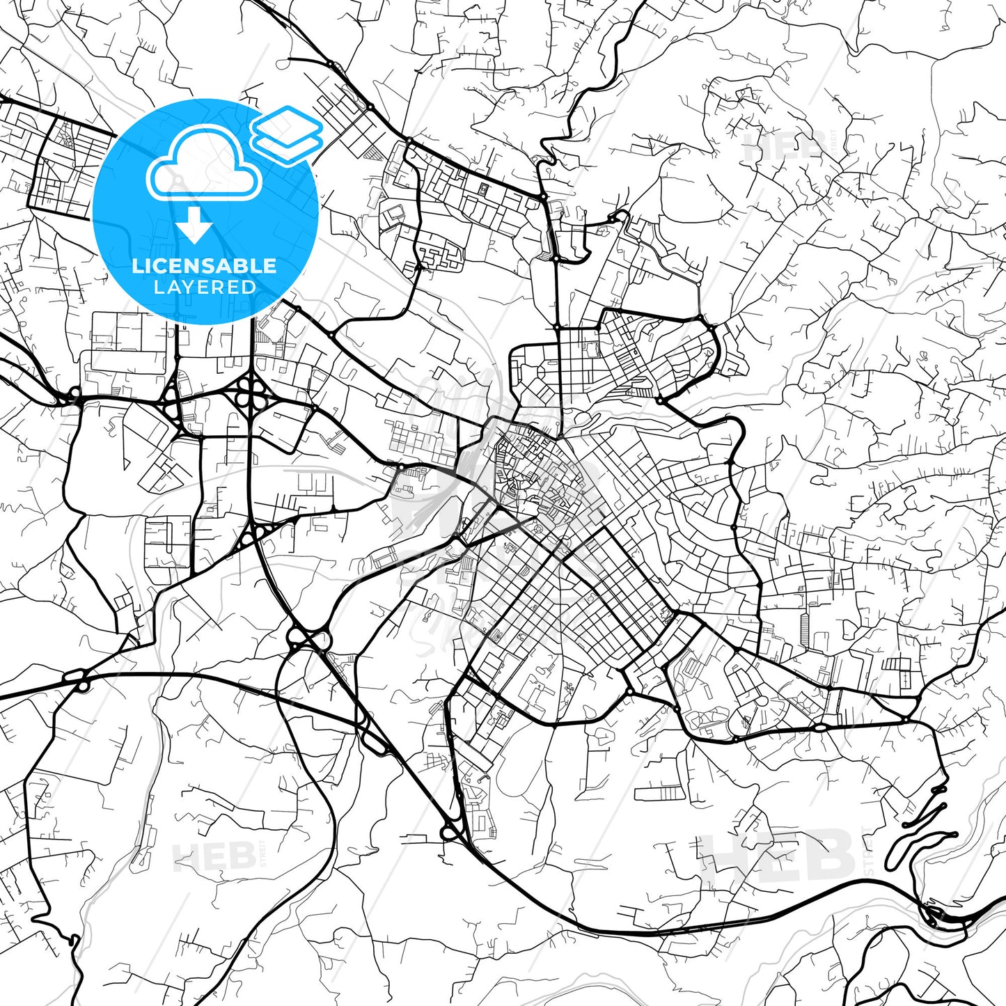 Layered PDF map of Sassari, Sardinia, Italy