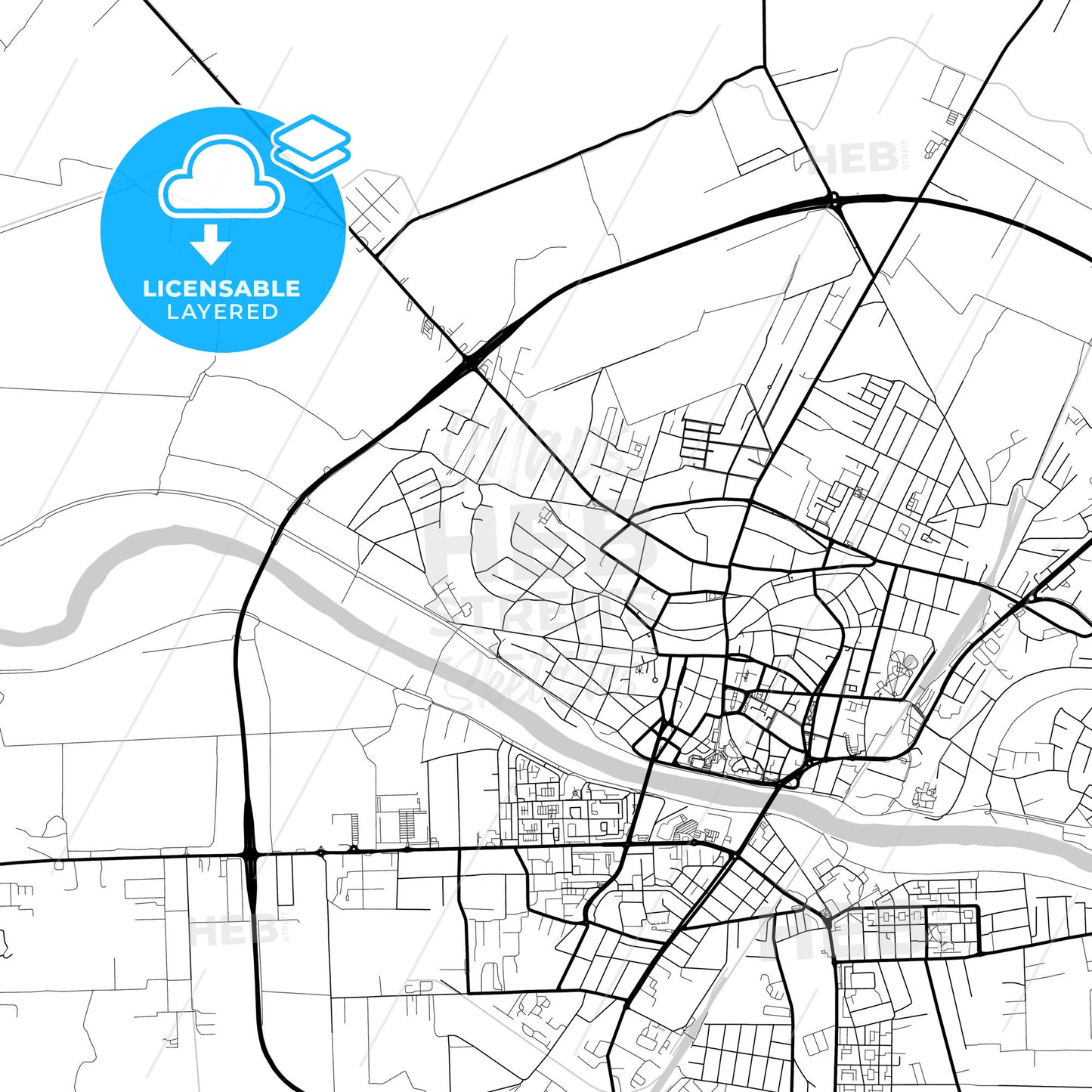 Layered PDF map of Satu Mare, Satu Mare, Romania